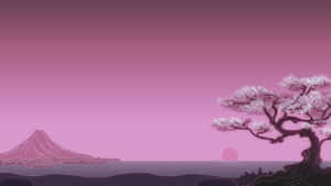 Colorful Horizon - A View Of Simple Pink Wallpaper