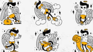 Colorful Image Of Iconic Retro Cartoons Depicted In A Lively Scene. Wallpaper