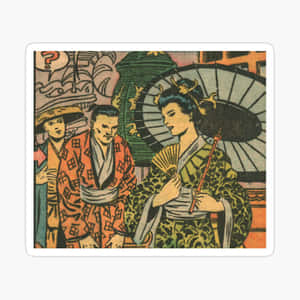 Colorful Japanese Pop Art Featuring Traditional Elements And Modern Design Wallpaper