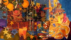 Colorful Junk Art Collage Wallpaper