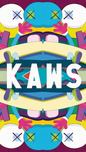 Colorful K A W S Artwork Symmetry Wallpaper