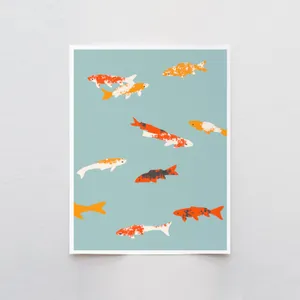 Colorful Koi Fish Illustration Art Wallpaper