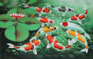 Colorful Koi Fish Swimming Gracefully Through Still Waters Wallpaper