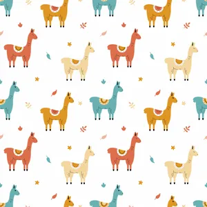 Colorful Llamas Vector Wallpaper