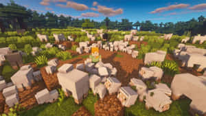 Colorful Minecraft Sheep Gathering In The Field Wallpaper