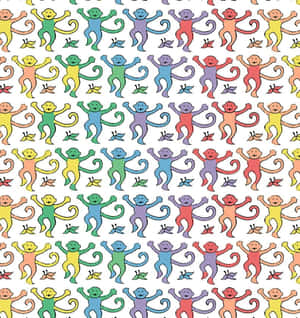 Colorful Monkey Pattern Wallpaper
