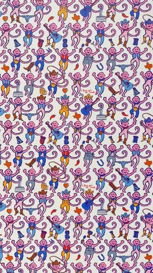 Colorful Monkey Pattern Fabric Wallpaper