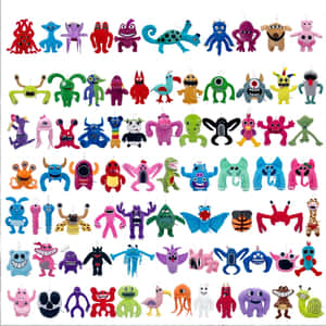 Colorful Monster Plush Toys Collection Wallpaper