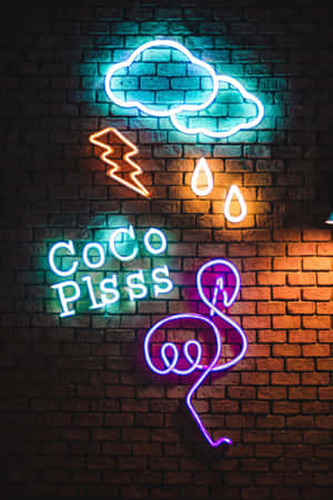 Colorful Neon Signson Brick Wall Wallpaper