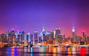 Colorful New York Skyline American City Wallpaper