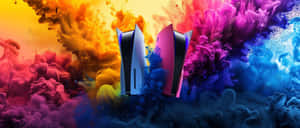 Colorful P S5 Consoles Explosion Wallpaper