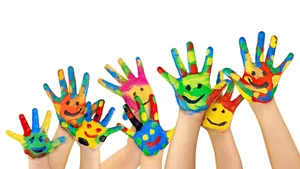Colorful Painted Hands Family Day Wallpaper