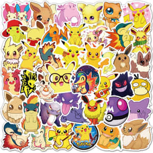 Colorful Pokemon Stickers Collection Wallpaper