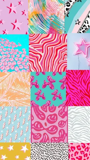 Colorful Preppy Pattern Collage Wallpaper