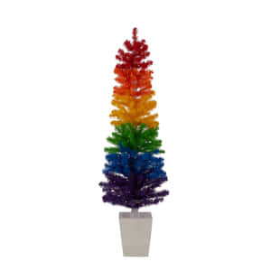 Colorful Rainbow Christmas Tree Wallpaper