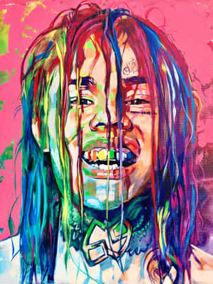 Colorful Rap Artist Portrait Wallpaper