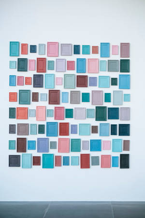 Colorful Rectangular Plates On Wall Art Wallpaper