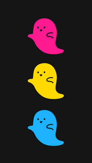 Colorful Sad Ghosts Illustration Wallpaper