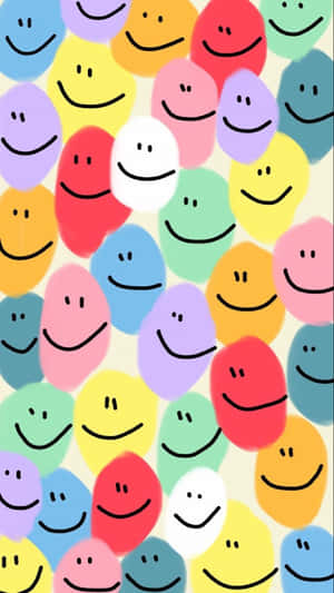 Colorful Smiley Faces Pattern Wallpaper