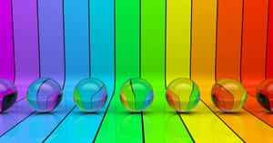 Colorful Sphereson Rainbow Background.jpg Wallpaper