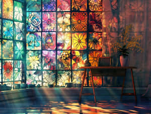 Colorful Stained Glass Window Room Wallpaper