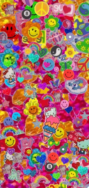 Colorful Sticker Collage Y2 K Aesthetic Wallpaper