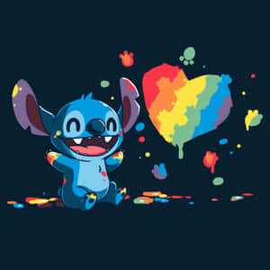 Colorful Stitch Heart Celebration Wallpaper