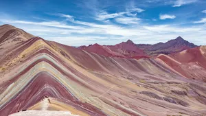 Colorful Striped Mountain Cusco Peru Wallpaper