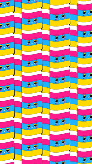 Colorful Striped Patternwith Cartoon Eyes Wallpaper