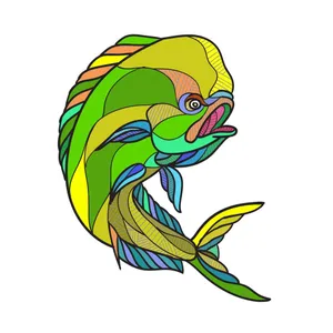Colorful Stylized Dolphinfish Illustration Wallpaper