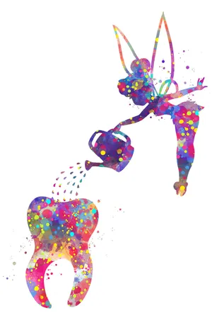 Colorful Tooth Fairy Watering Tooth Wallpaper