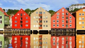 Colorful Trondheim Waterfront Houses Wallpaper