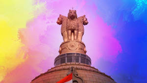 Colorful Upsc Statue Desktop Wallpaper