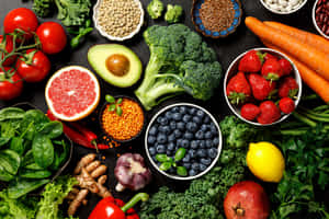 Colorful Vegetarian Food Spread World Vegetarian Day Wallpaper