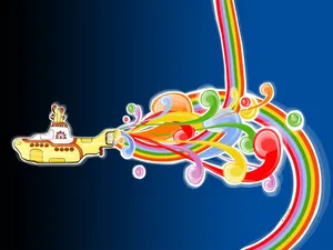 Colorful Yellow Submarine Cruising Undersea Wallpaper