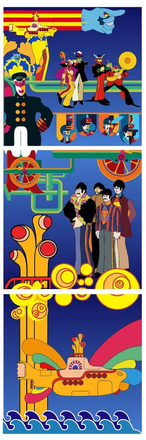 Colorful Yellow Submarine In An Underwater Adventure Wallpaper