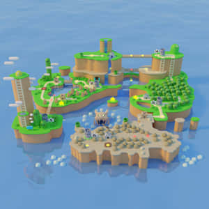 Colorful3 D Island Map Wallpaper