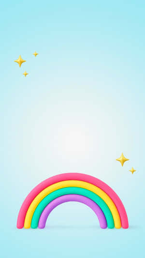 Colorful3 D Rainbowand Stars Wallpaper