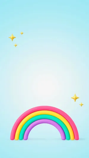 Colorful3 D Rainbowand Stars Wallpaper
