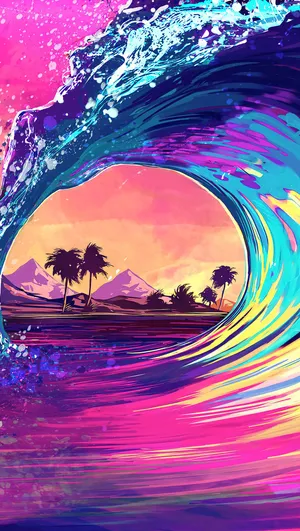 Colourful Retro Wave Wallpaper