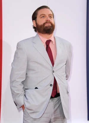 Comedian Zach Galifianakis Enjoying A Laugh Wallpaper