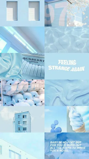 Comfort Feel Aesthetic Blue Collage Wallpaper