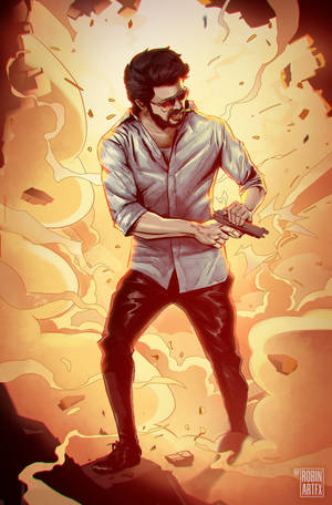 Comic Style Beast Vijay Wallpaper