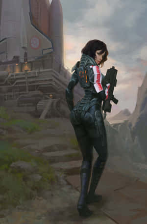 Commander Femshep In Action Wallpaper