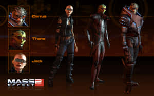 Commander Shepard And Crew In Action In Mass Effect 2 Wallpaper