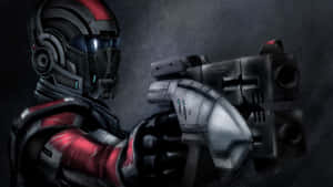 Commander Shepard And Squad Approach A Hostile Encounter In Mass Effect 2 Wallpaper