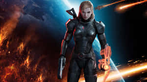 Commander Shepard In Action Wallpaper