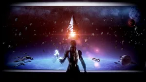 Commander Shepard In Action Wallpaper