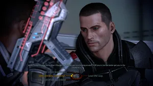 Commander Shepard Overlooking The Galaxy In Mass Effect Legendary Edition Wallpaper