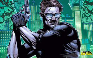 Commissioner Gordon Standing Against A Moody Gotham Skyline. Wallpaper
